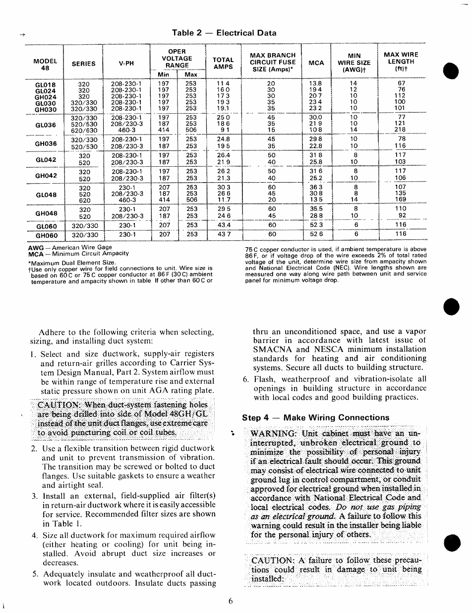 Step 4 — make wiring connections, 4 m } h f c l, Do not use gas piping as an electrical ground | Carrier 48GH User Manual | Page 6 / 22