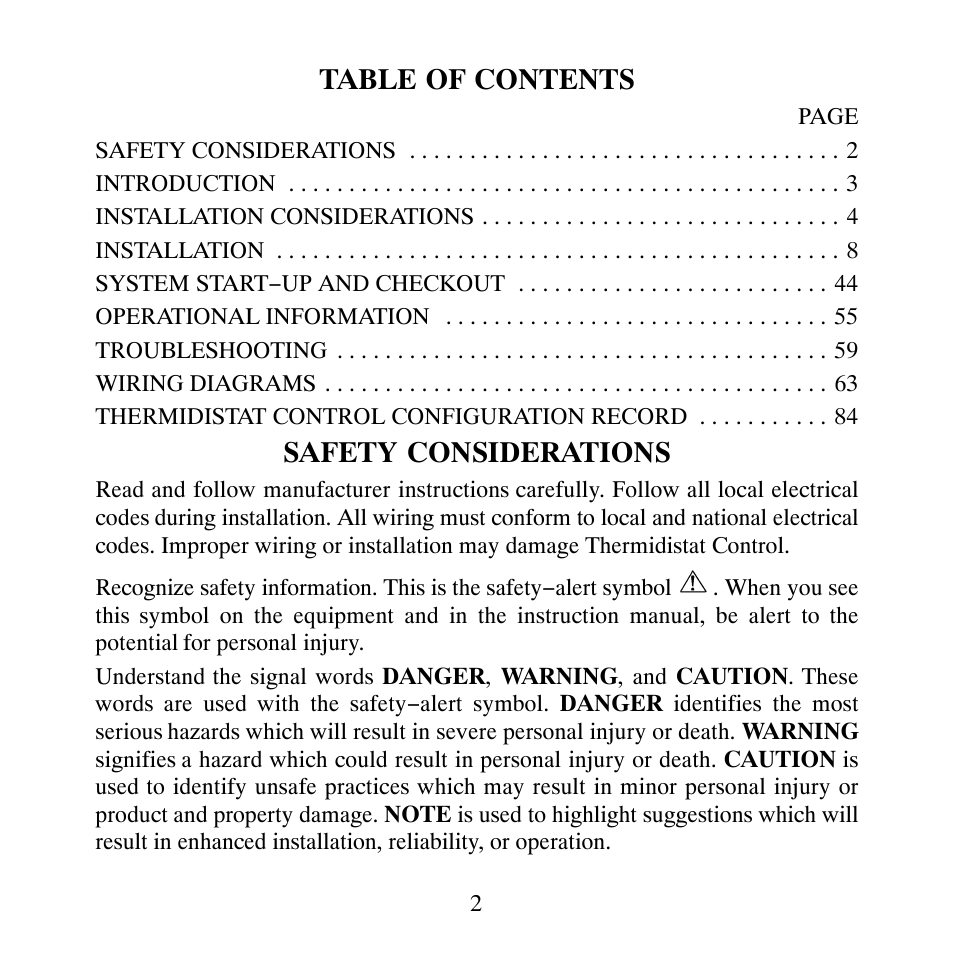 Carrier PERFORMANCETSERIES EDGER THERMIDISTATT CONTROL TP-PRH-A User Manual | Page 2 / 88