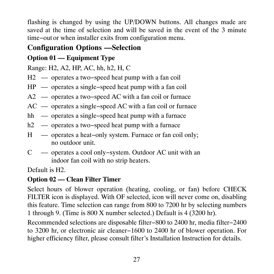 Carrier PERFORMANCETSERIES EDGER THERMIDISTATT CONTROL TP-PRH-A User Manual | Page 27 / 88