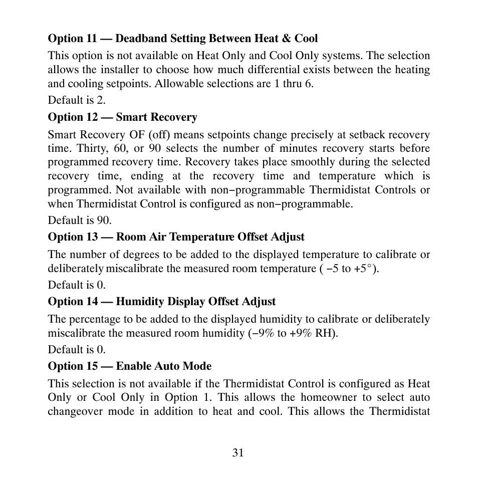 Carrier PERFORMANCETSERIES EDGER THERMIDISTATT CONTROL TP-PRH-A User Manual | Page 31 / 88
