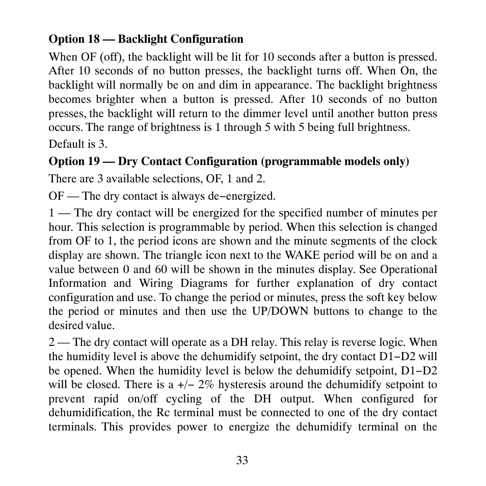 Carrier PERFORMANCETSERIES EDGER THERMIDISTATT CONTROL TP-PRH-A User Manual | Page 33 / 88