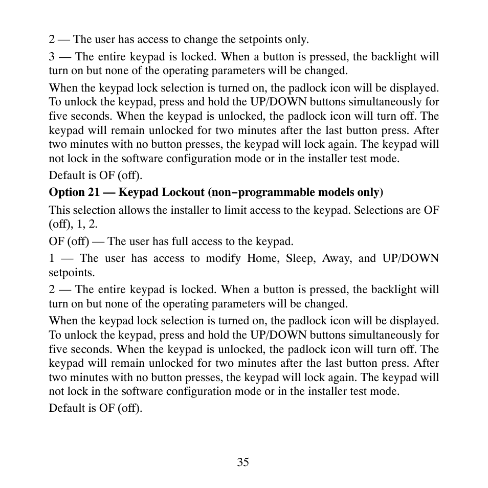 Carrier PERFORMANCETSERIES EDGER THERMIDISTATT CONTROL TP-PRH-A User Manual | Page 35 / 88