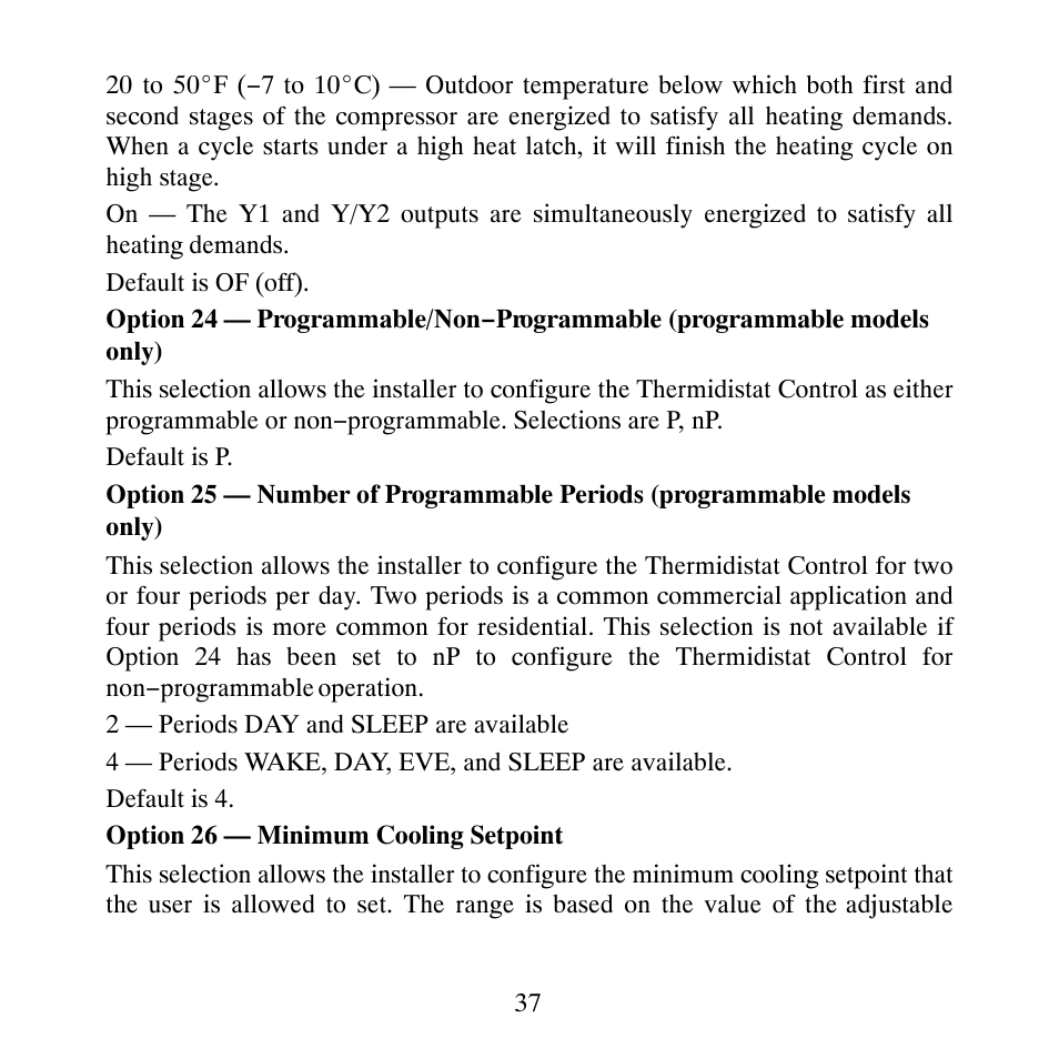 Carrier PERFORMANCETSERIES EDGER THERMIDISTATT CONTROL TP-PRH-A User Manual | Page 37 / 88