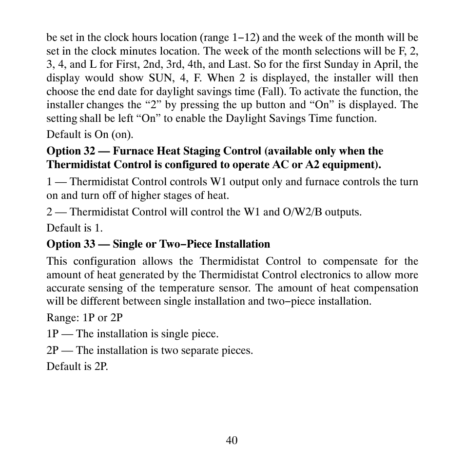 Carrier PERFORMANCETSERIES EDGER THERMIDISTATT CONTROL TP-PRH-A User Manual | Page 40 / 88