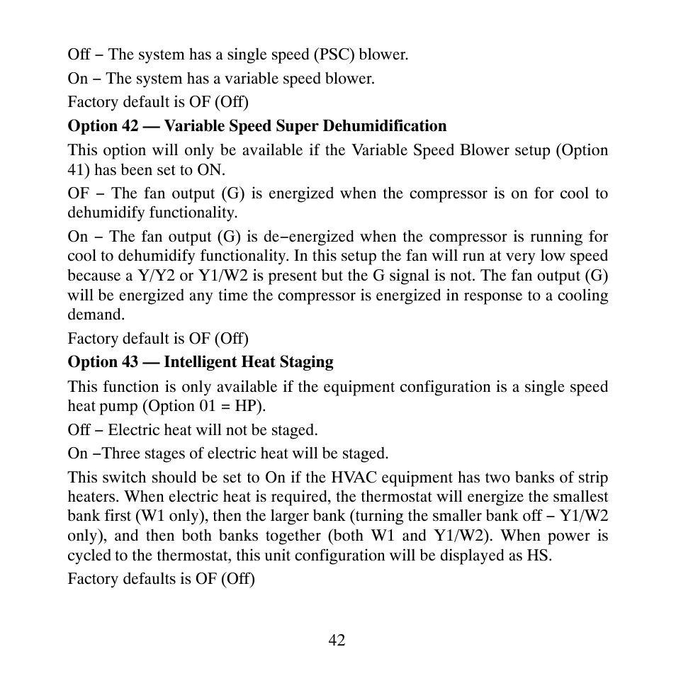 Carrier PERFORMANCETSERIES EDGER THERMIDISTATT CONTROL TP-PRH-A User Manual | Page 42 / 88
