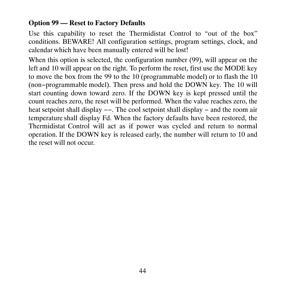 Carrier PERFORMANCETSERIES EDGER THERMIDISTATT CONTROL TP-PRH-A User Manual | Page 44 / 88