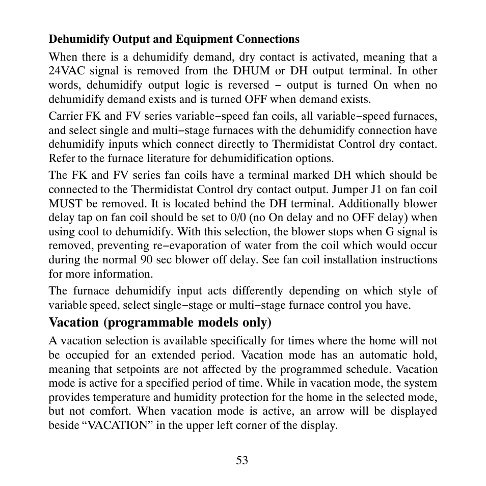 Carrier PERFORMANCETSERIES EDGER THERMIDISTATT CONTROL TP-PRH-A User Manual | Page 53 / 88