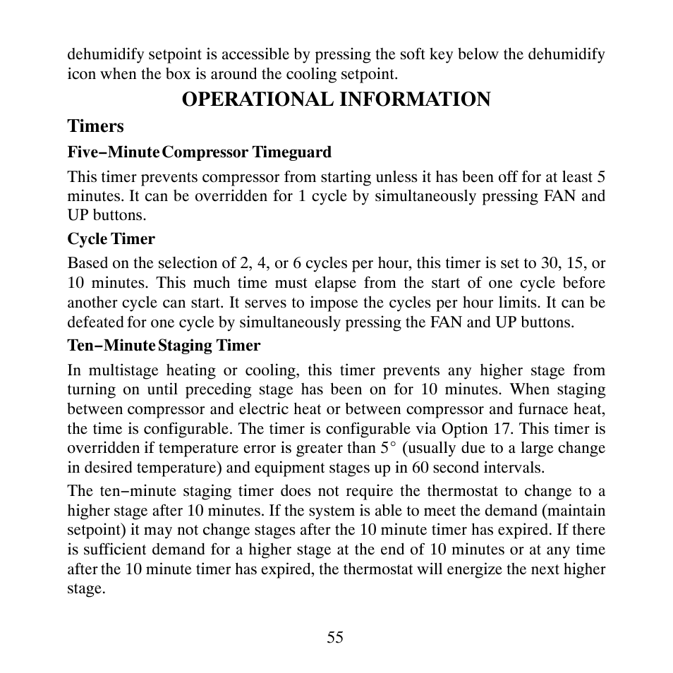 Operational information | Carrier PERFORMANCETSERIES EDGER THERMIDISTATT CONTROL TP-PRH-A User Manual | Page 55 / 88