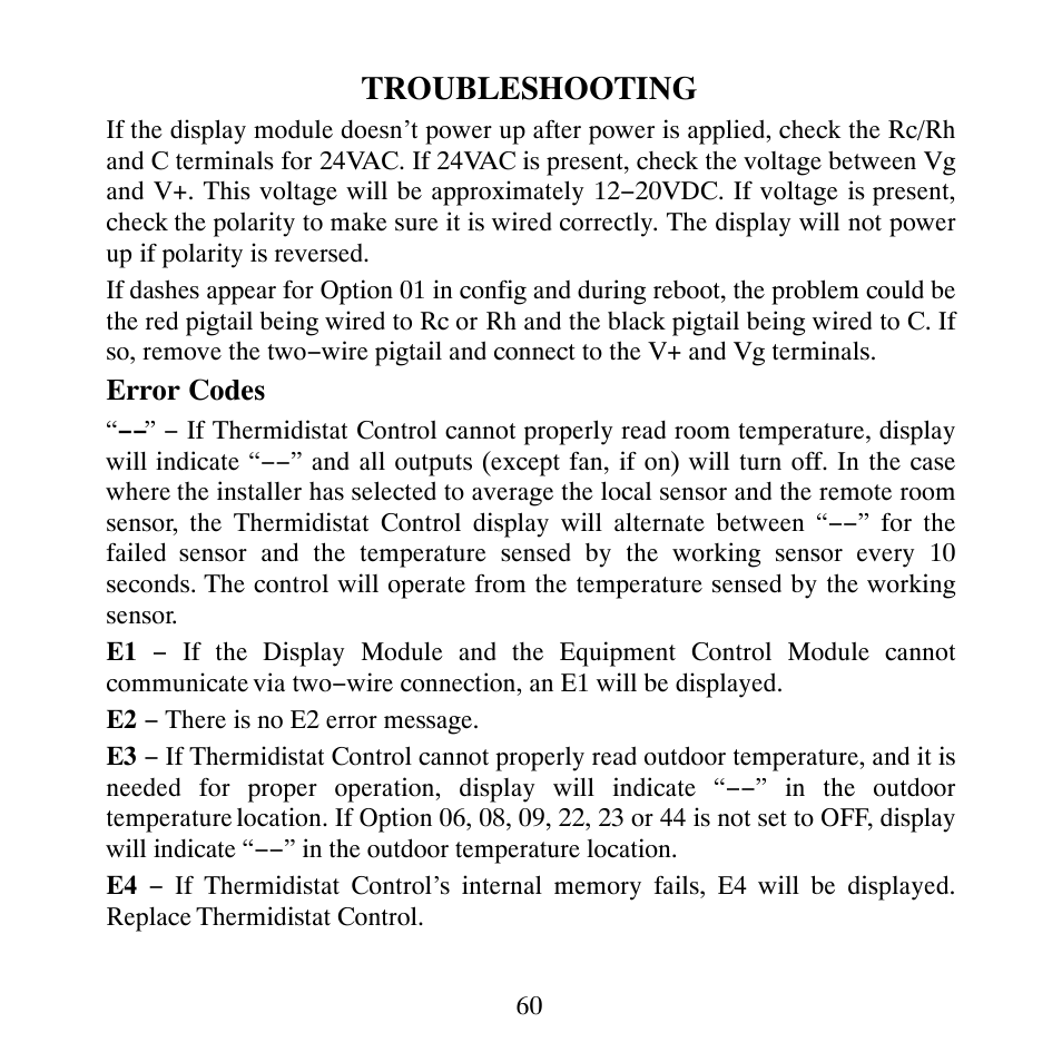 Troubleshooting | Carrier PERFORMANCETSERIES EDGER THERMIDISTATT CONTROL TP-PRH-A User Manual | Page 60 / 88