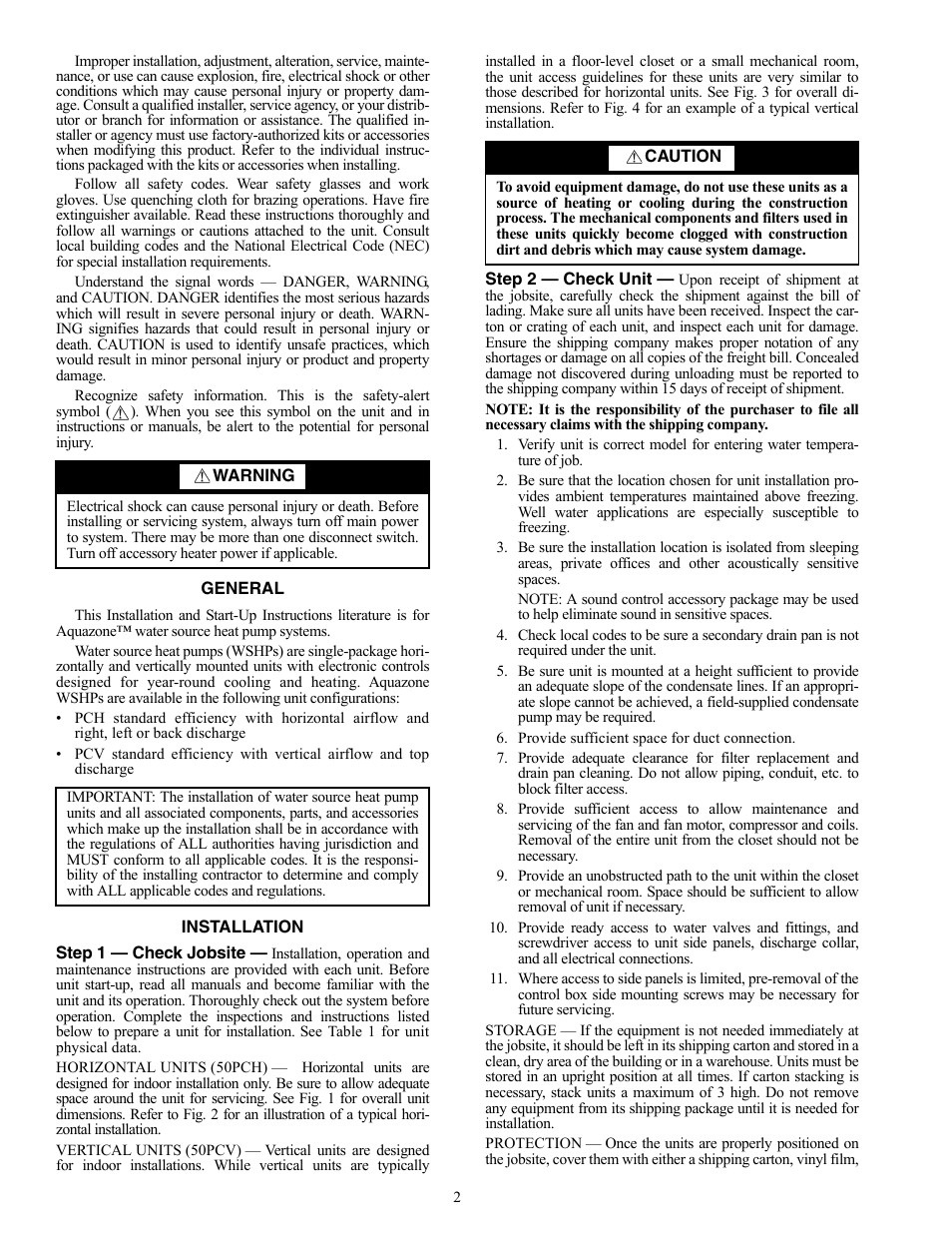 Carrier AQUAZONE 50PCH User Manual | Page 2 / 52