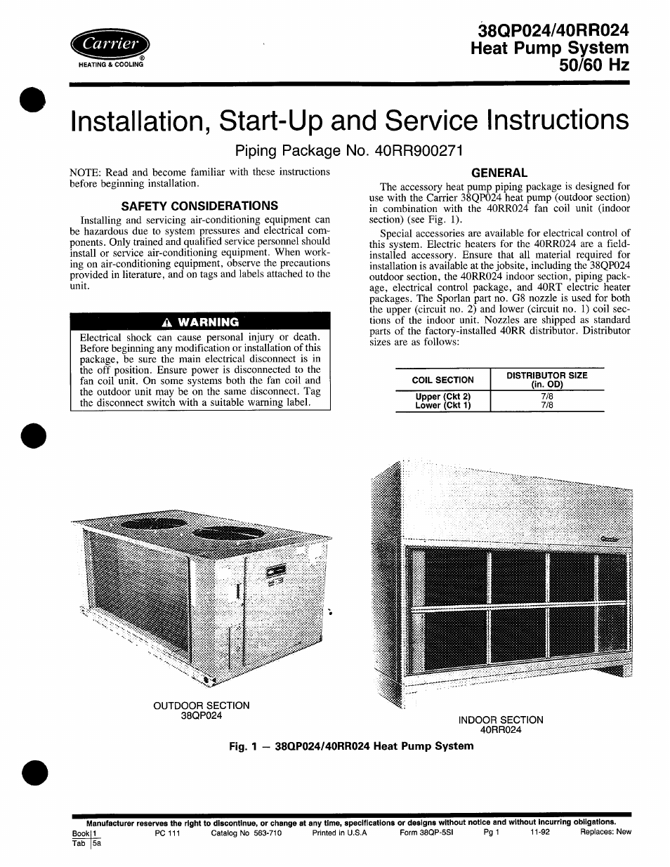 Carrier 40RR024 User Manual | 6 pages