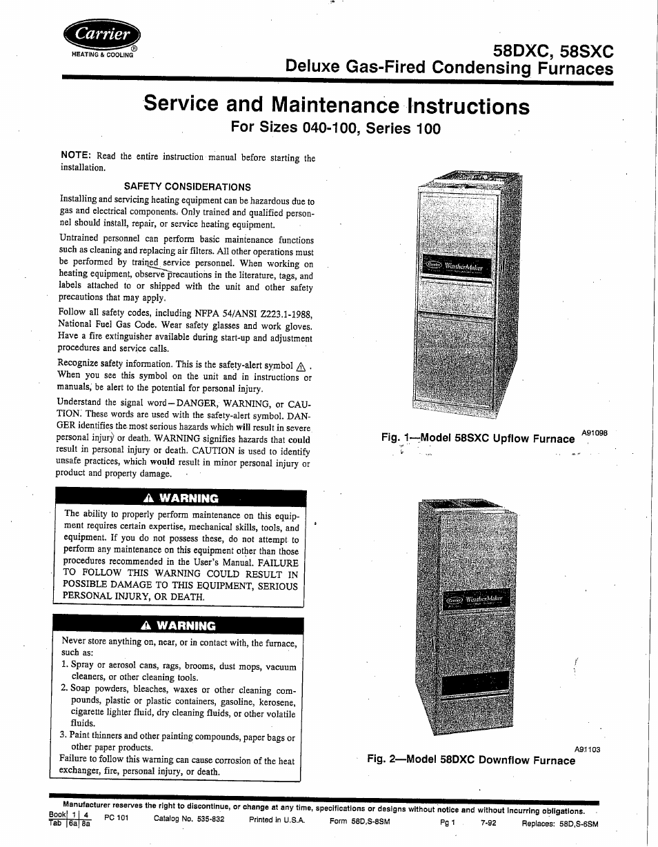 Carrier DELUXE 58DXC User Manual | 10 pages