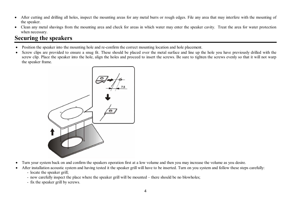 Securing the speakers | Hyundai H-CSE403 User Manual | Page 4 / 12