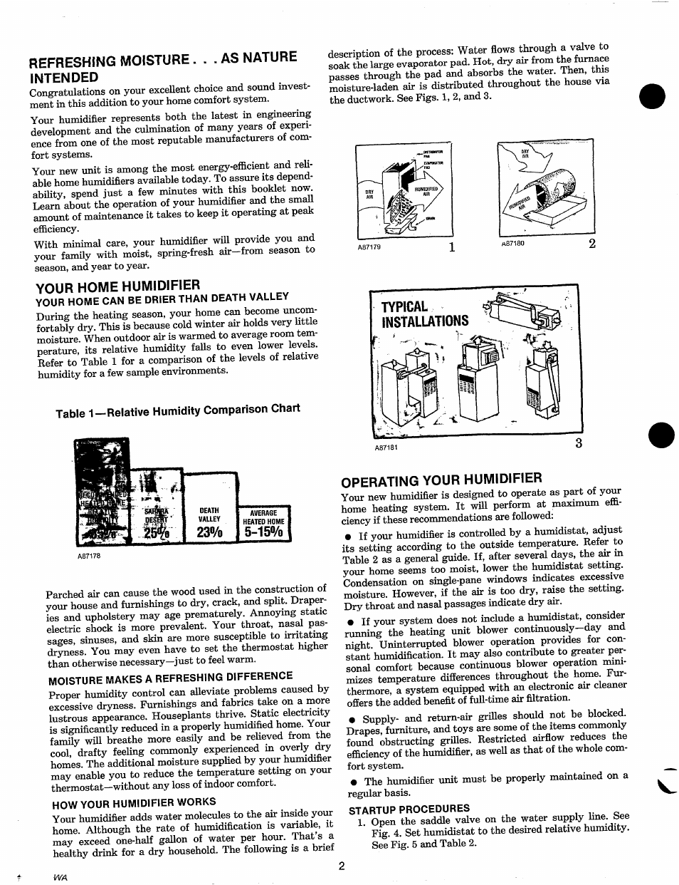 Table 1—relative humidity comparison chart | Carrier 49BG User Manual | Page 2 / 8