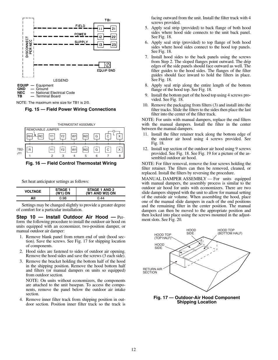 Step 10 — install outdoor air hood | Carrier SINGLE PACKAGE ROOFTOP UNITS 48PG20-28 User Manual | Page 12 / 64