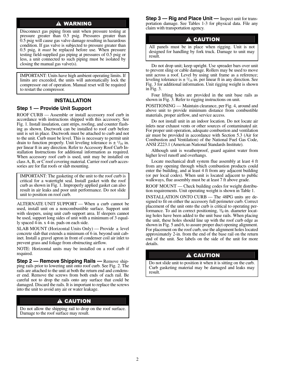 Carrier SINGLE PACKAGE ROOFTOP UNITS 48PG20-28 User Manual | Page 2 / 64