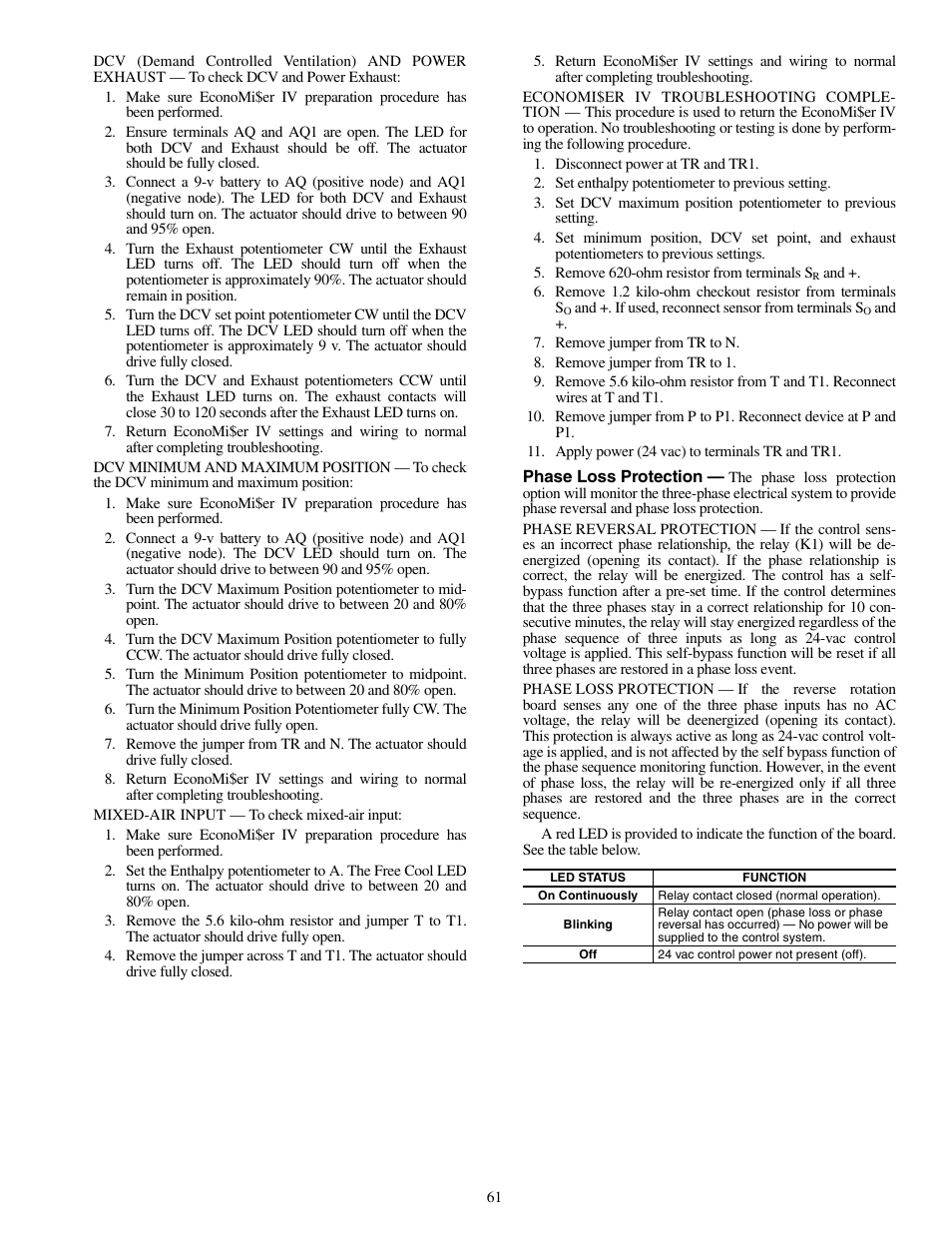 Carrier SINGLE PACKAGE ROOFTOP UNITS 48PG20-28 User Manual | Page 61 / 64