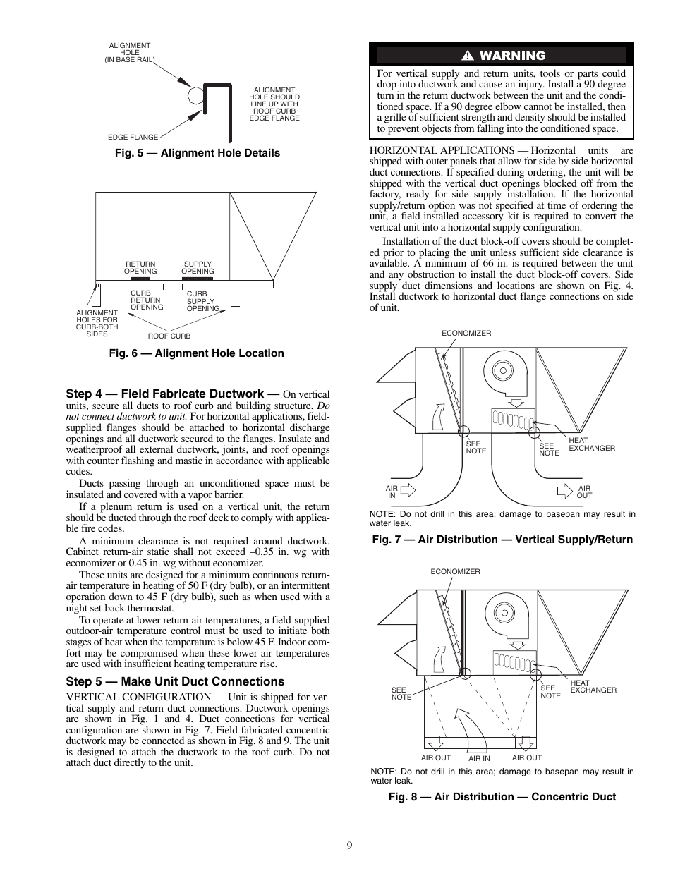 Step 4 — field fabricate ductwork, Step 5 — make unit duct connections | Carrier SINGLE PACKAGE ROOFTOP UNITS 48PG20-28 User Manual | Page 9 / 64