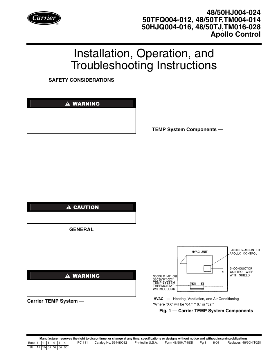Carrier APOLLO CONTROL 48/50HJ004-024 User Manual | 8 pages