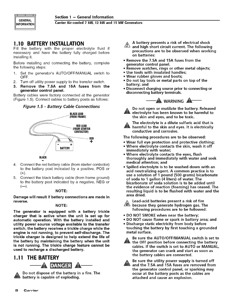 10 battery installation, I.n the battery, 11 the battery | Carrier ASPASICCA007 User Manual | Page 10 / 24