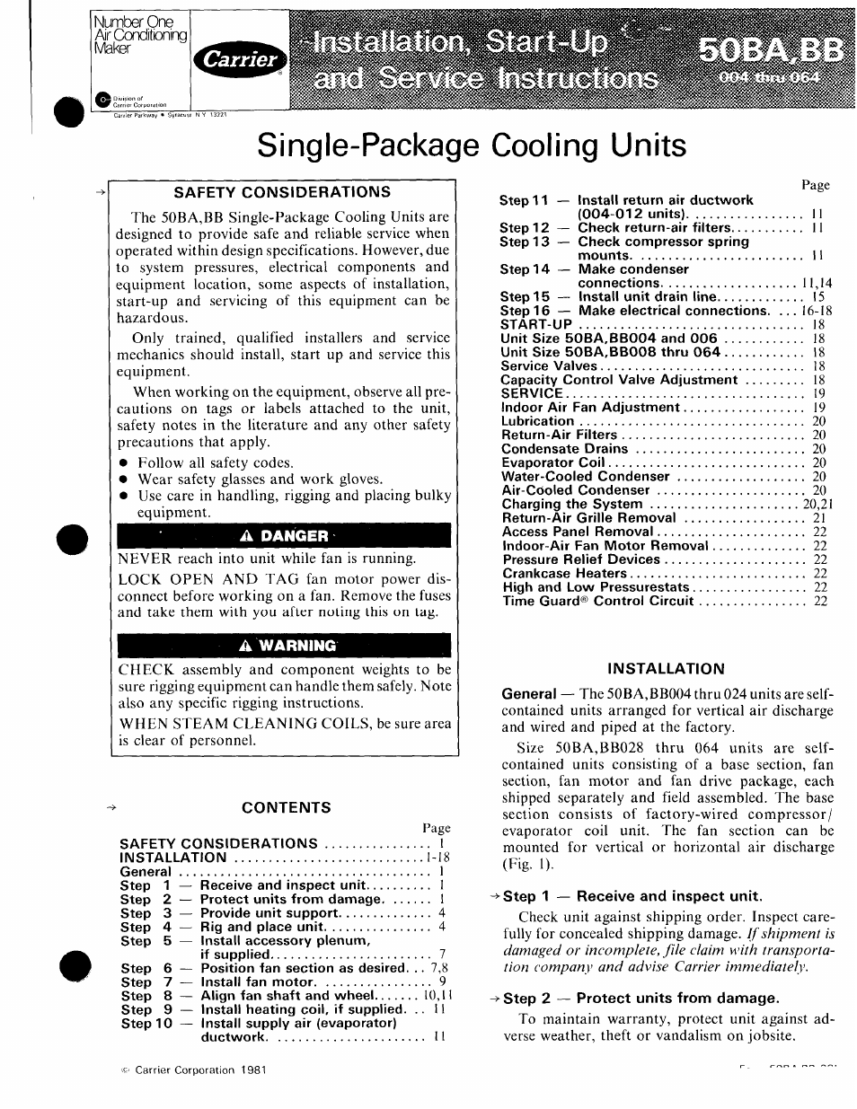 Carrier 50BA User Manual | 24 pages