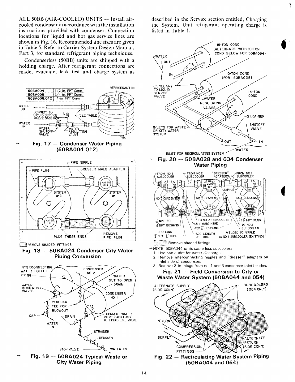 Water piping | Carrier 50BA User Manual | Page 14 / 24