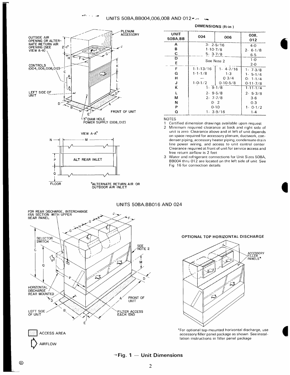 M ---- -v, D ■fig. 1 — unit dimensions 2 | Carrier 50BA User Manual | Page 2 / 24