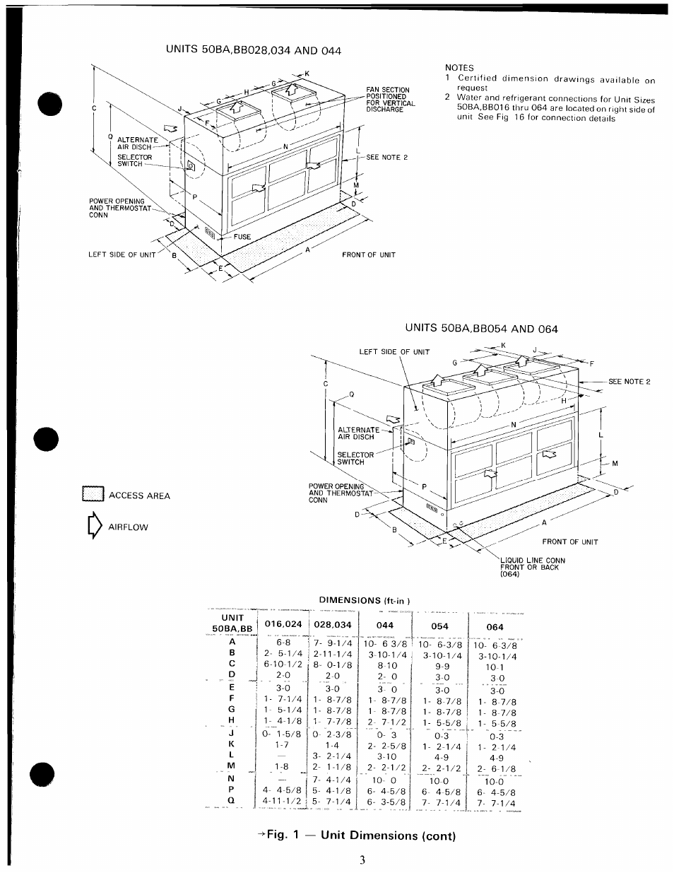 Fig. 1 — unit dinrensions (cont) | Carrier 50BA User Manual | Page 3 / 24