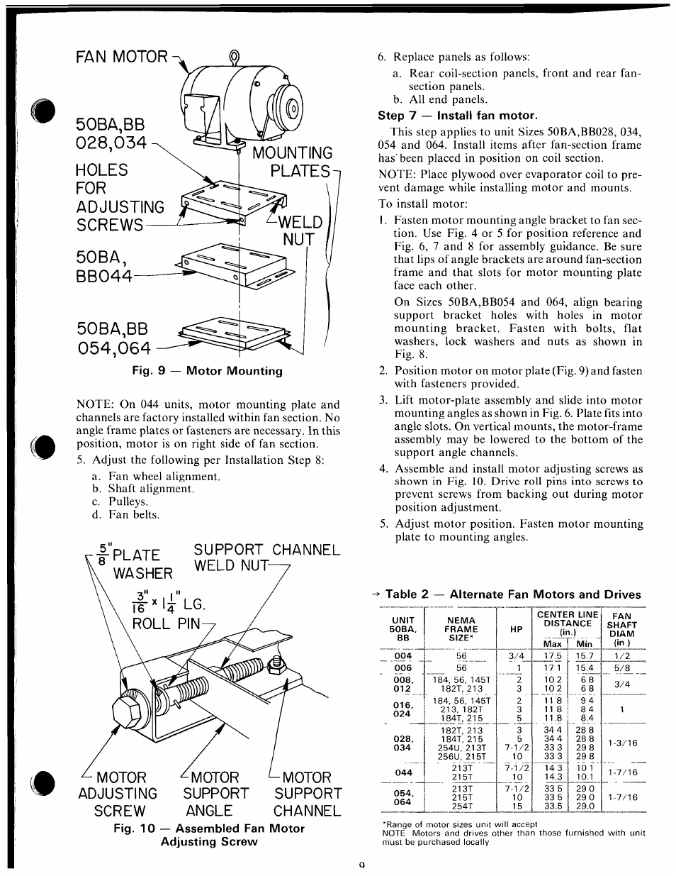 Motor support channel | Carrier 50BA User Manual | Page 9 / 24
