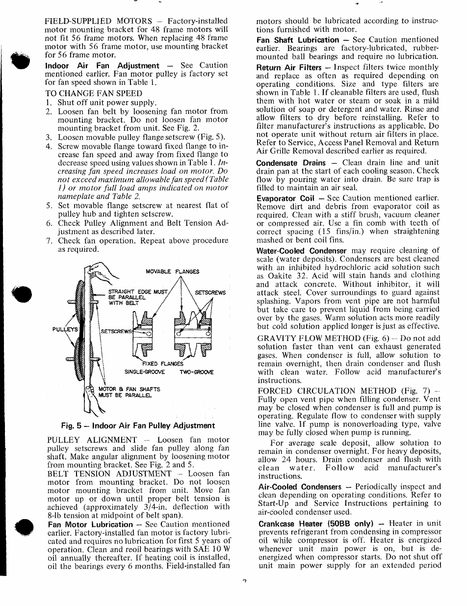 Fig. 5 — indoor air fan pulley adjustment | Carrier 50BA User Manual | Page 7 / 8