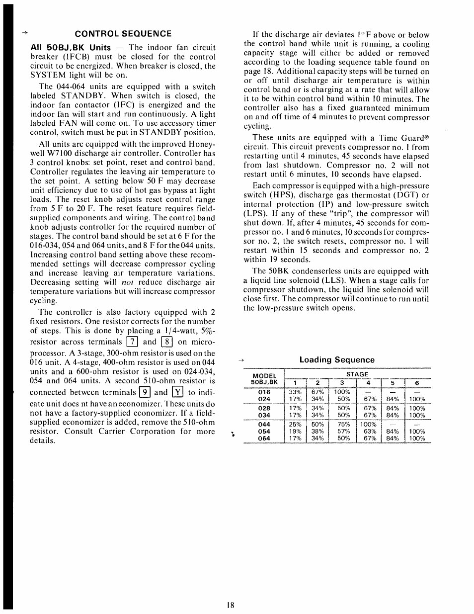 Control sequence | Carrier 50BK User Manual | Page 19 / 20