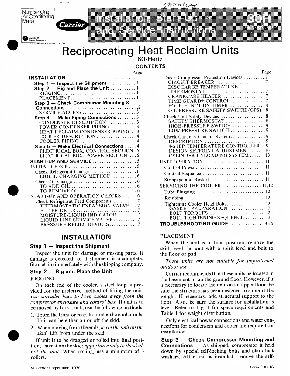 Carrier 30H User Manual | 16 pages