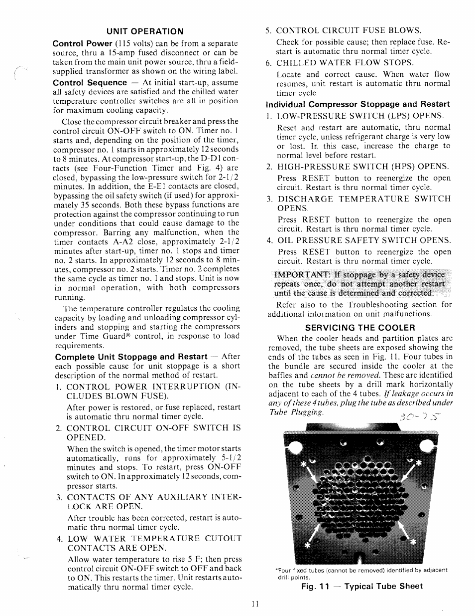 Unit operation, Servicing the cooler, Servicing the cooler ,12 | Carrier 30H User Manual | Page 11 / 16