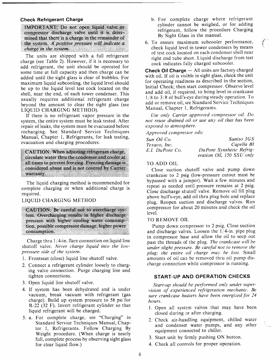 Check refrigerant charge, Start-up and operation checks | Carrier 30H User Manual | Page 6 / 16