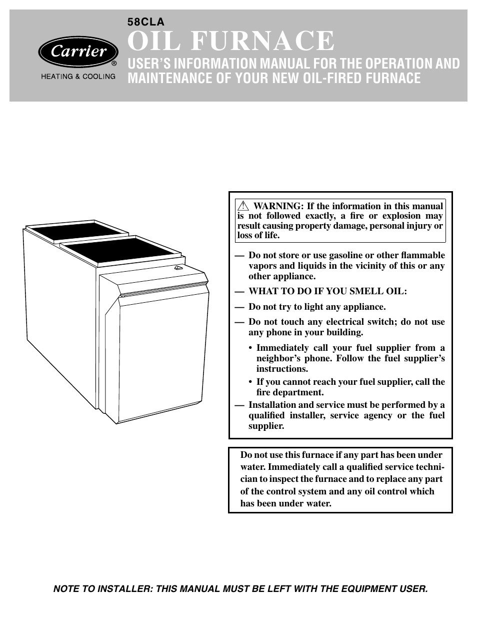 Carrier 58CLA User Manual | 8 pages