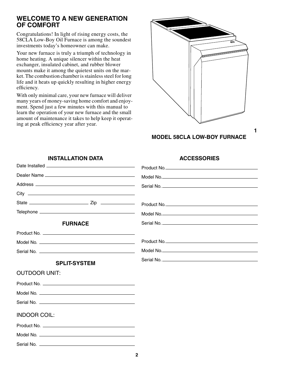 Welcome to a new generation of comfort | Carrier 58CLA User Manual | Page 2 / 8