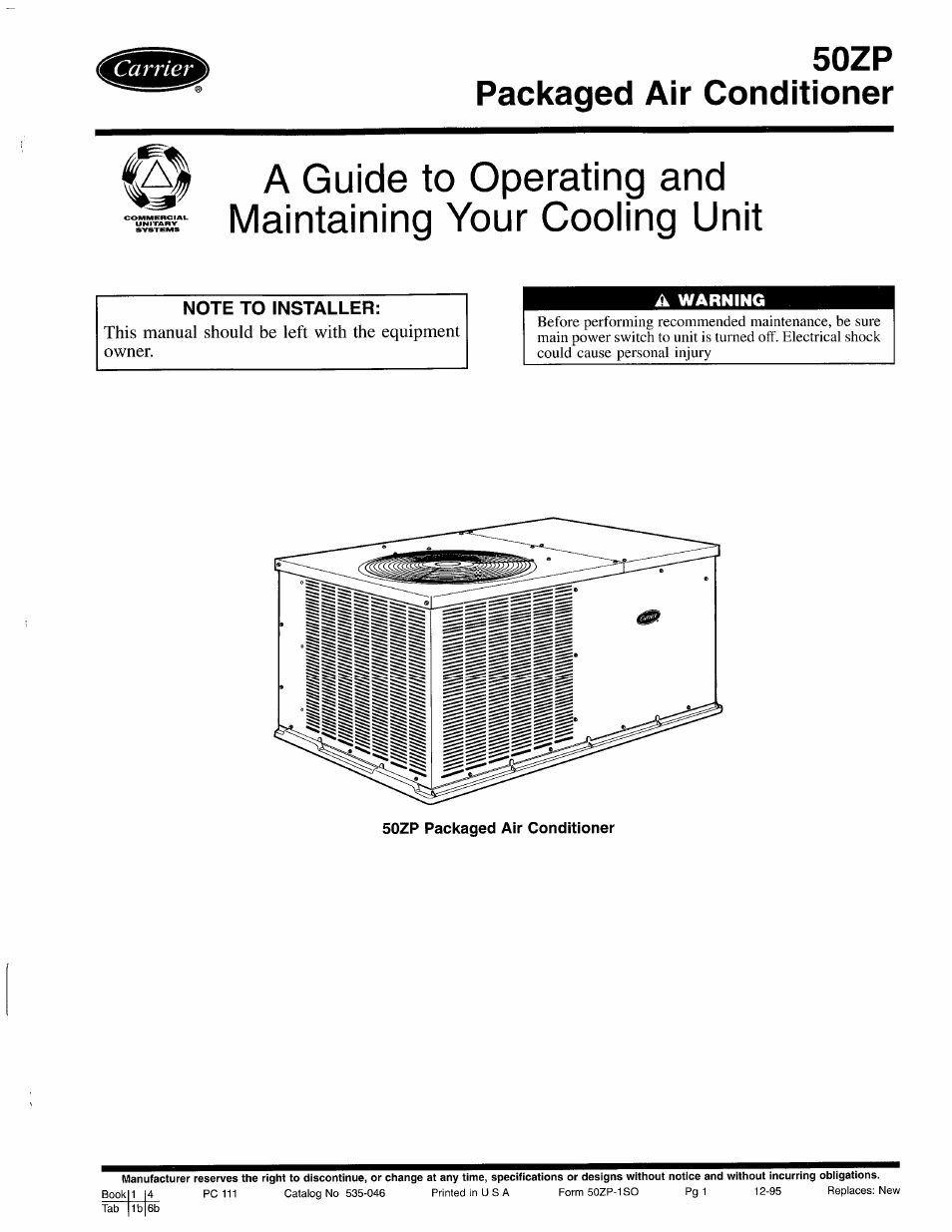 Carrier 50ZP User Manual | 6 pages