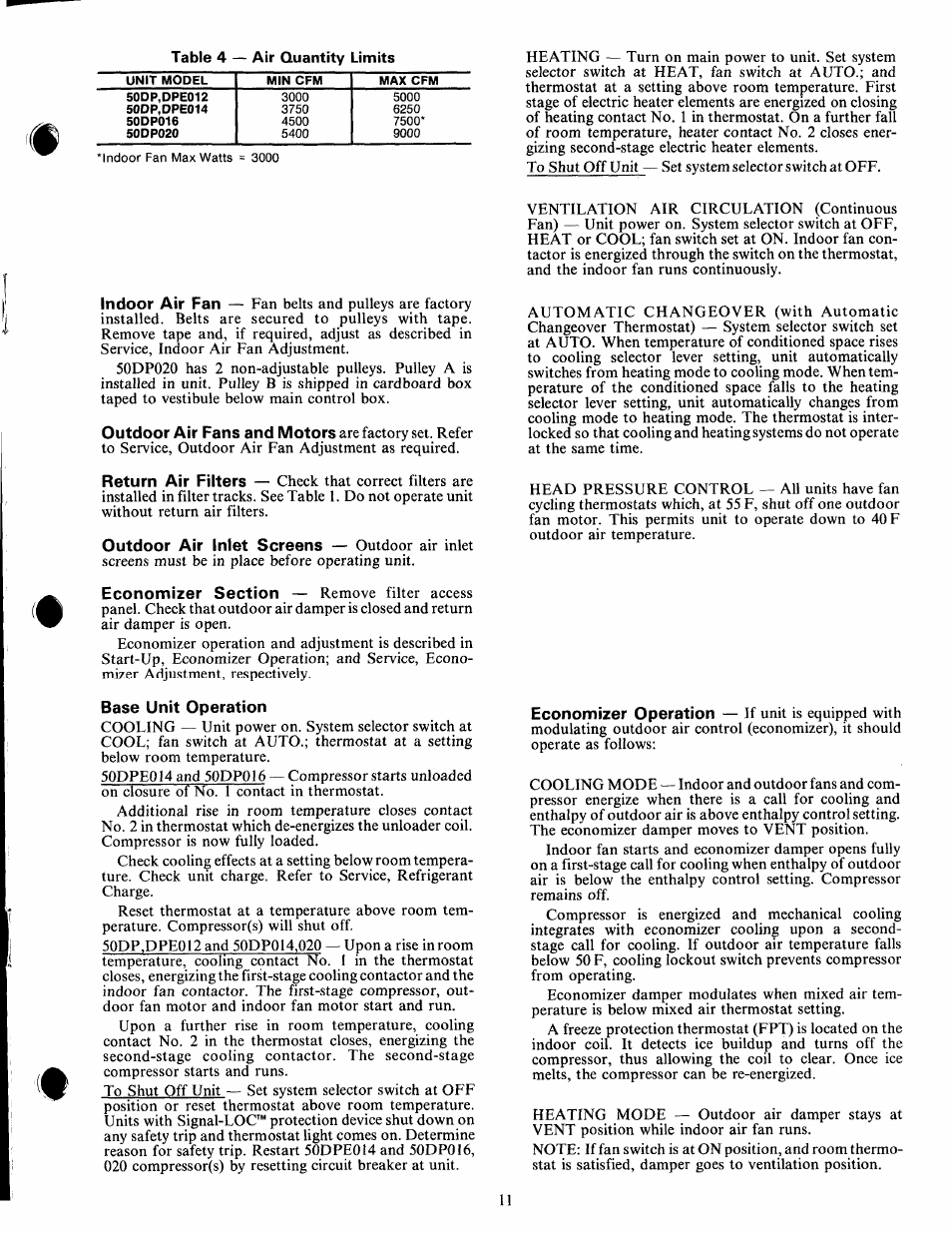 Base unit operation | Carrier 50DP016 User Manual | Page 11 / 16