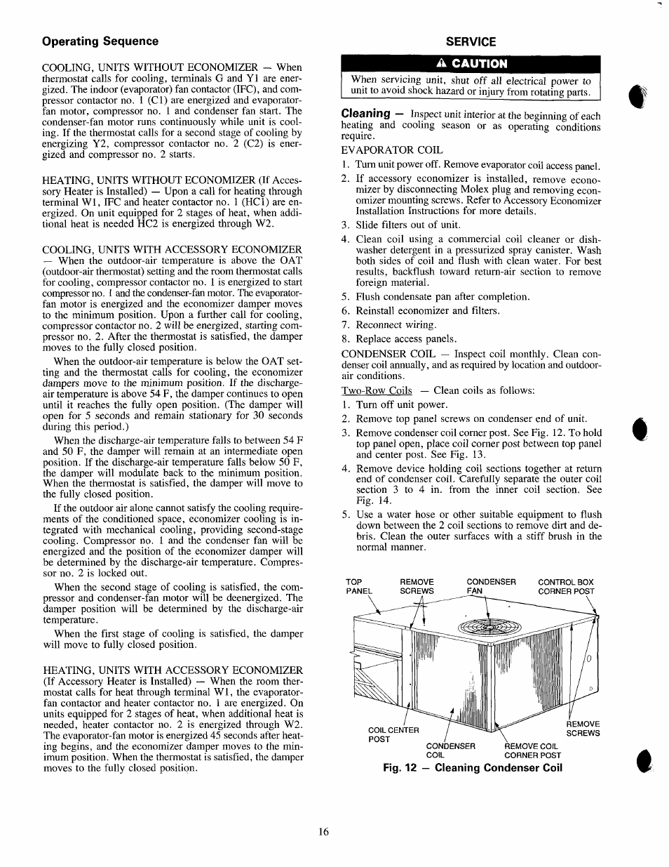 Operating sequence, A caution | Carrier 50LJ008-014 User Manual | Page 16 / 19