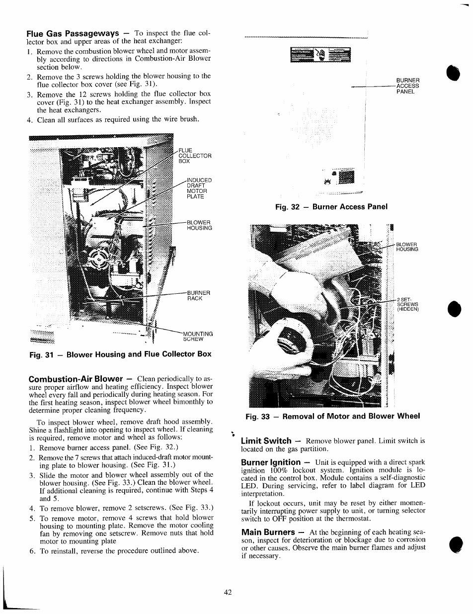 Fig. 32 — burner access panel | Carrier 48SX024-048 User Manual | Page 42 / 45