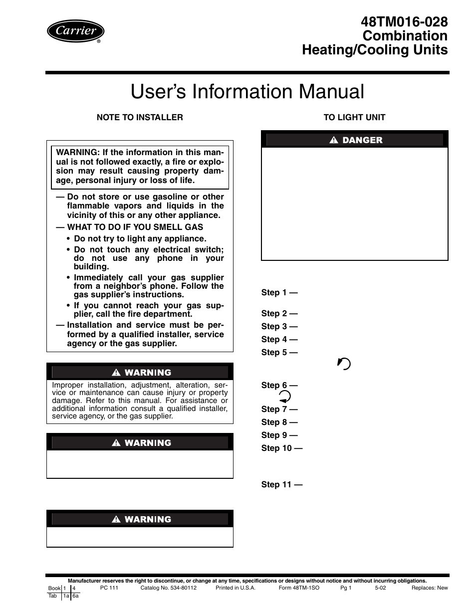 Carrier 48TM016 User Manual | 8 pages