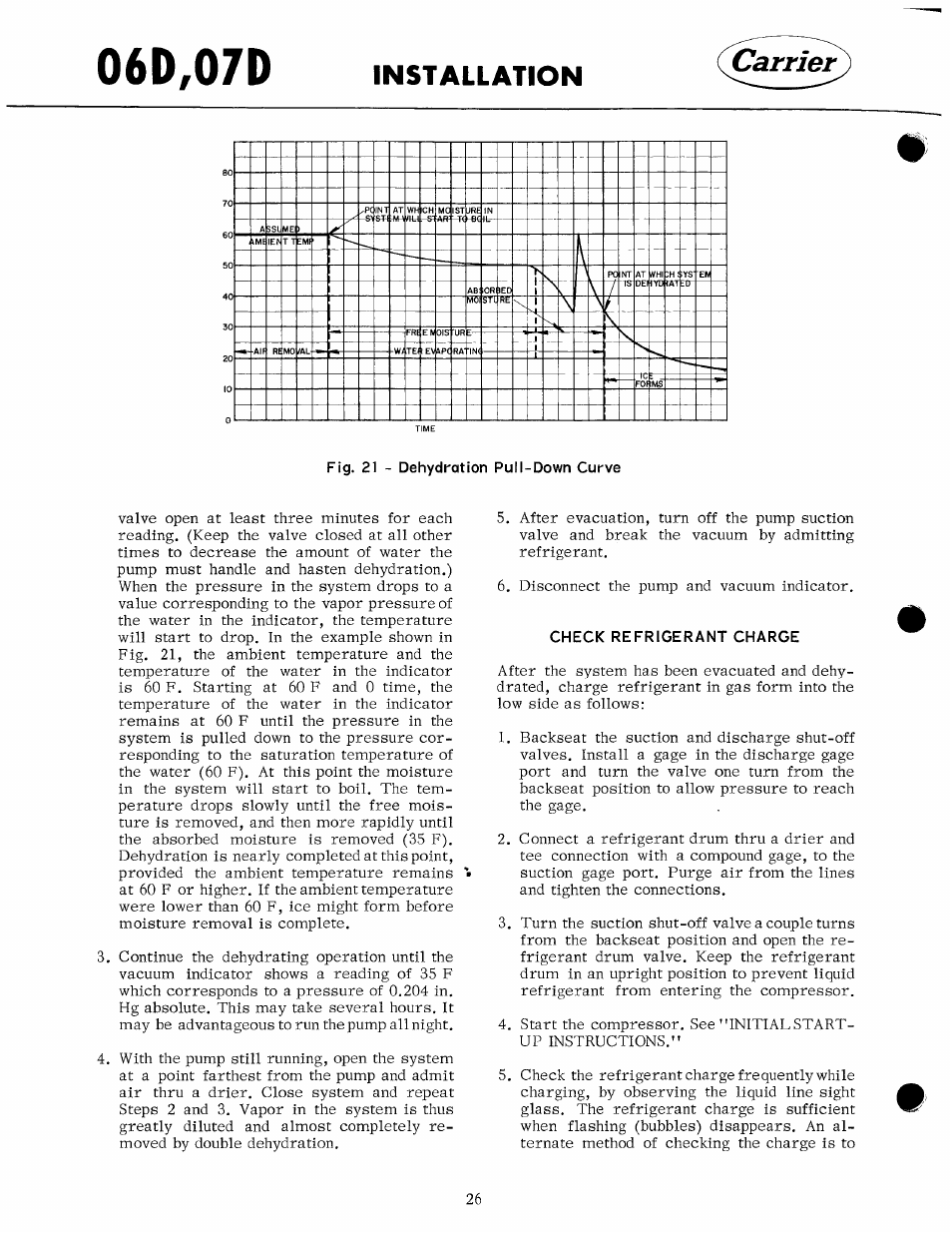 Check refrigerant charge, 06d,07d, Carrier | Installation | Carrier 07D User Manual | Page 26 / 32