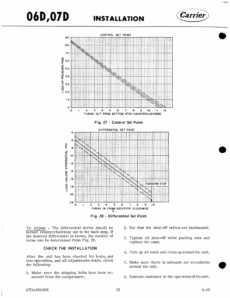 Check the installation, 06d,07d, Installation | Carrier 07D User Manual | Page 32 / 32