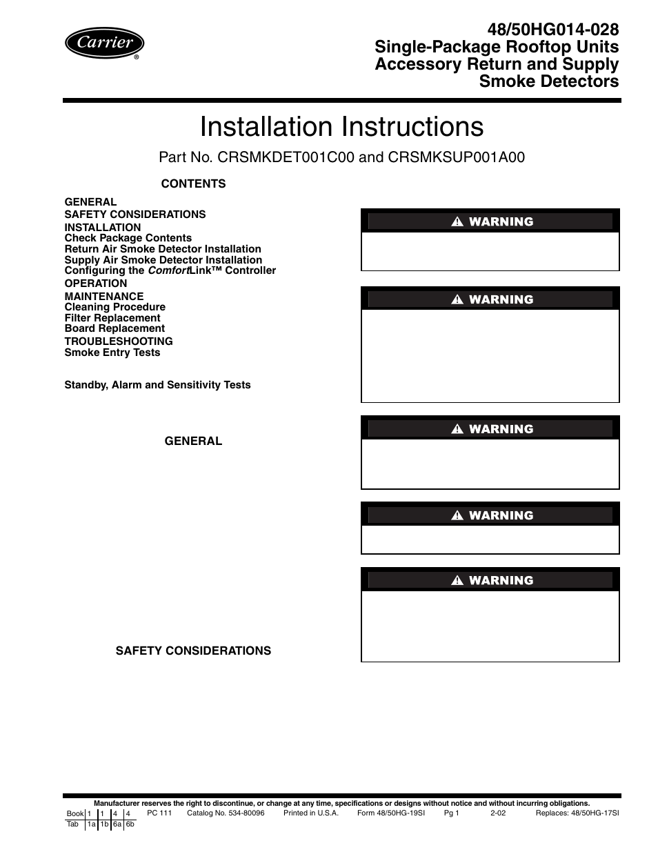 Carrier CRSMKSUP001A00 User Manual | 8 pages