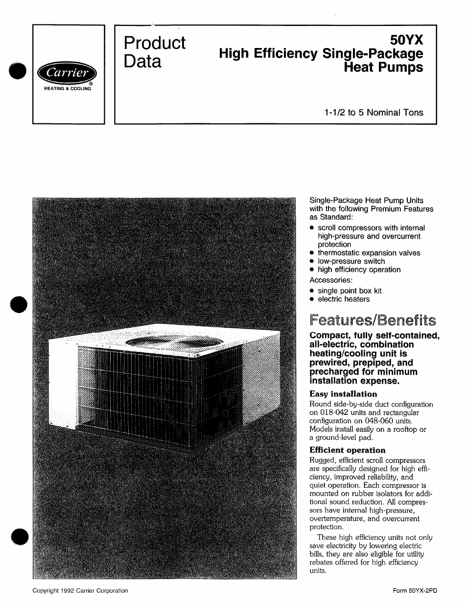 Carrier 50YX User Manual | 20 pages
