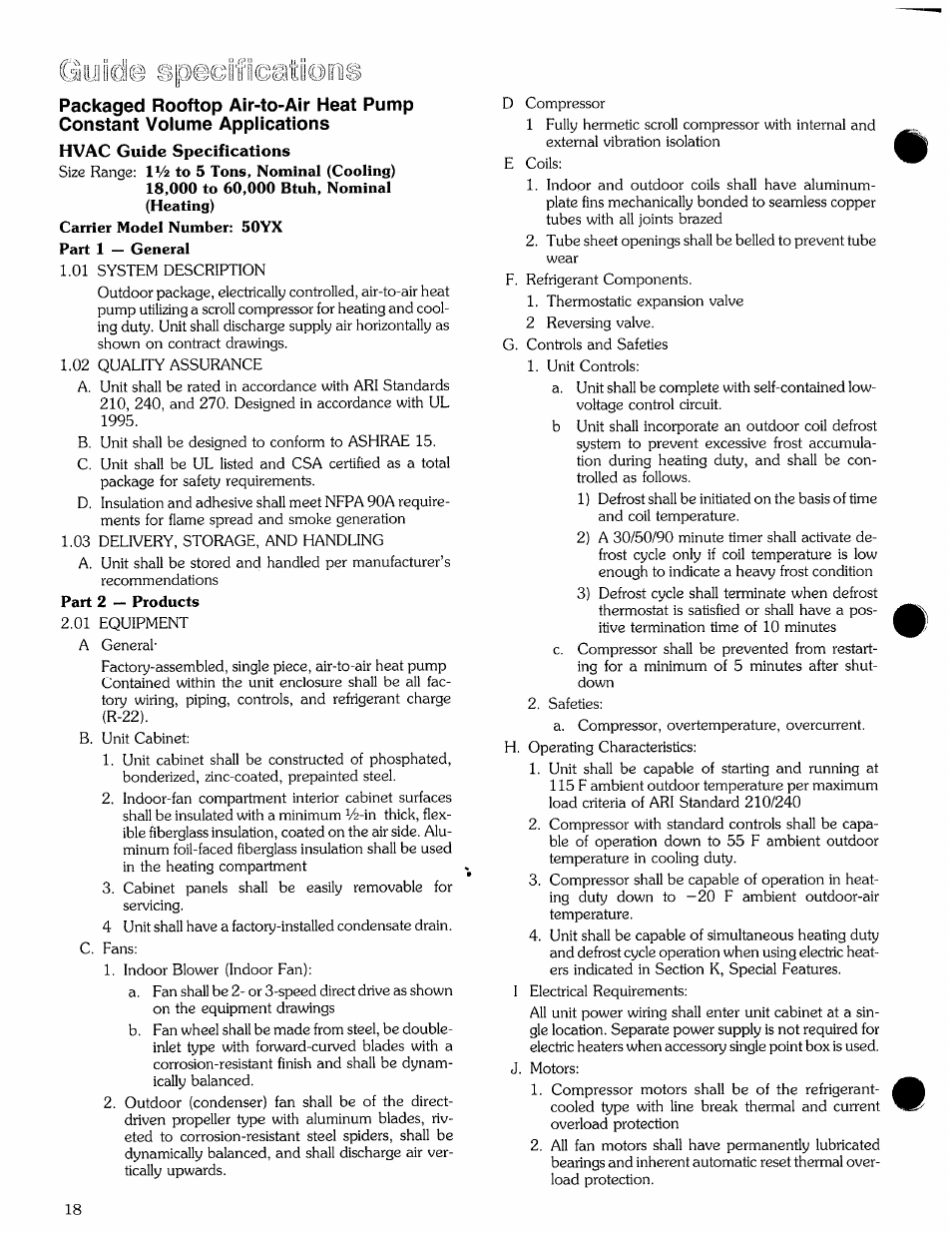 Cyyiii), Hvac guide specifications | Carrier 50YX User Manual | Page 18 / 20
