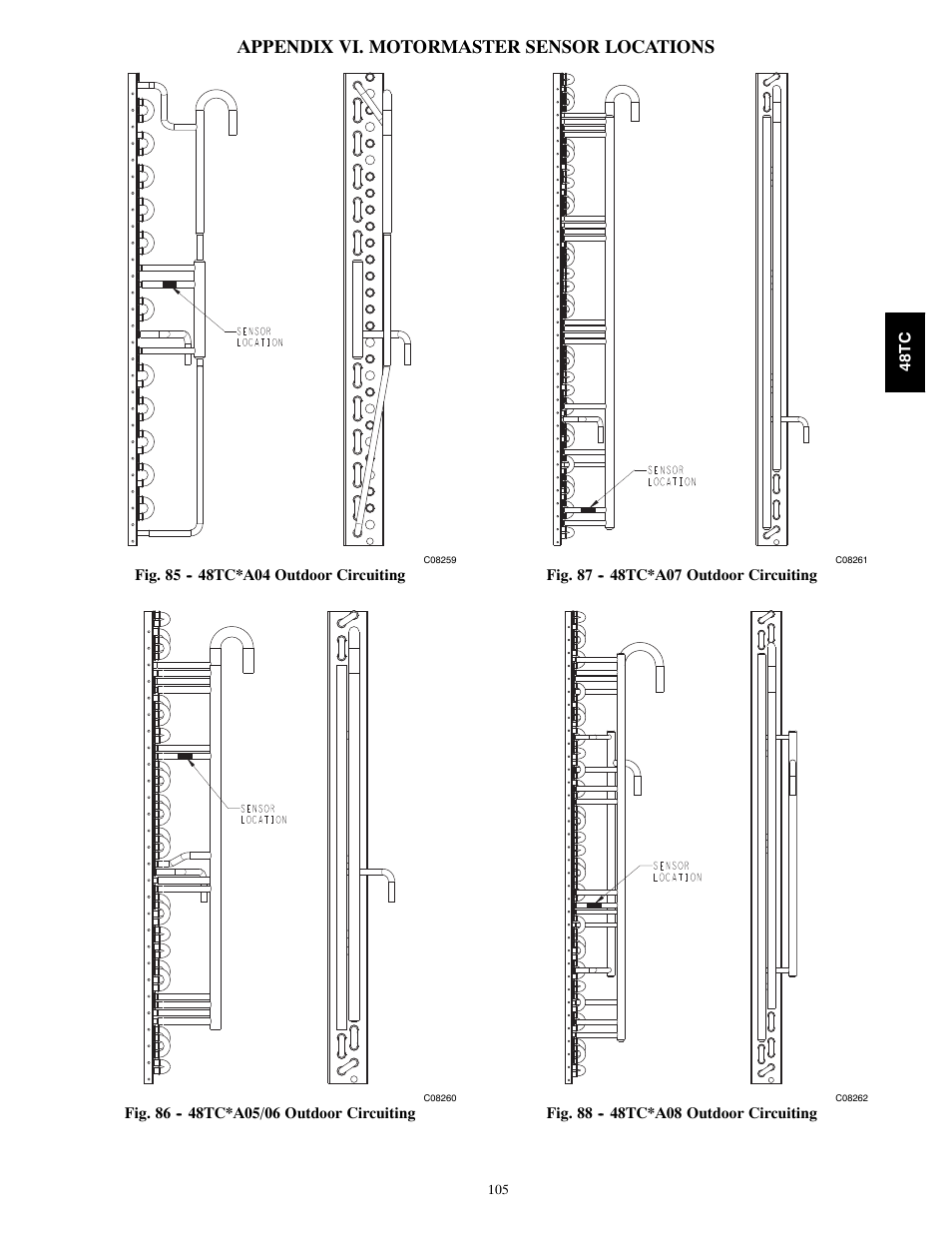 Appendix vi. motormaster sensor locations | Carrier 48TCA04---A12 User Manual | Page 105 / 107