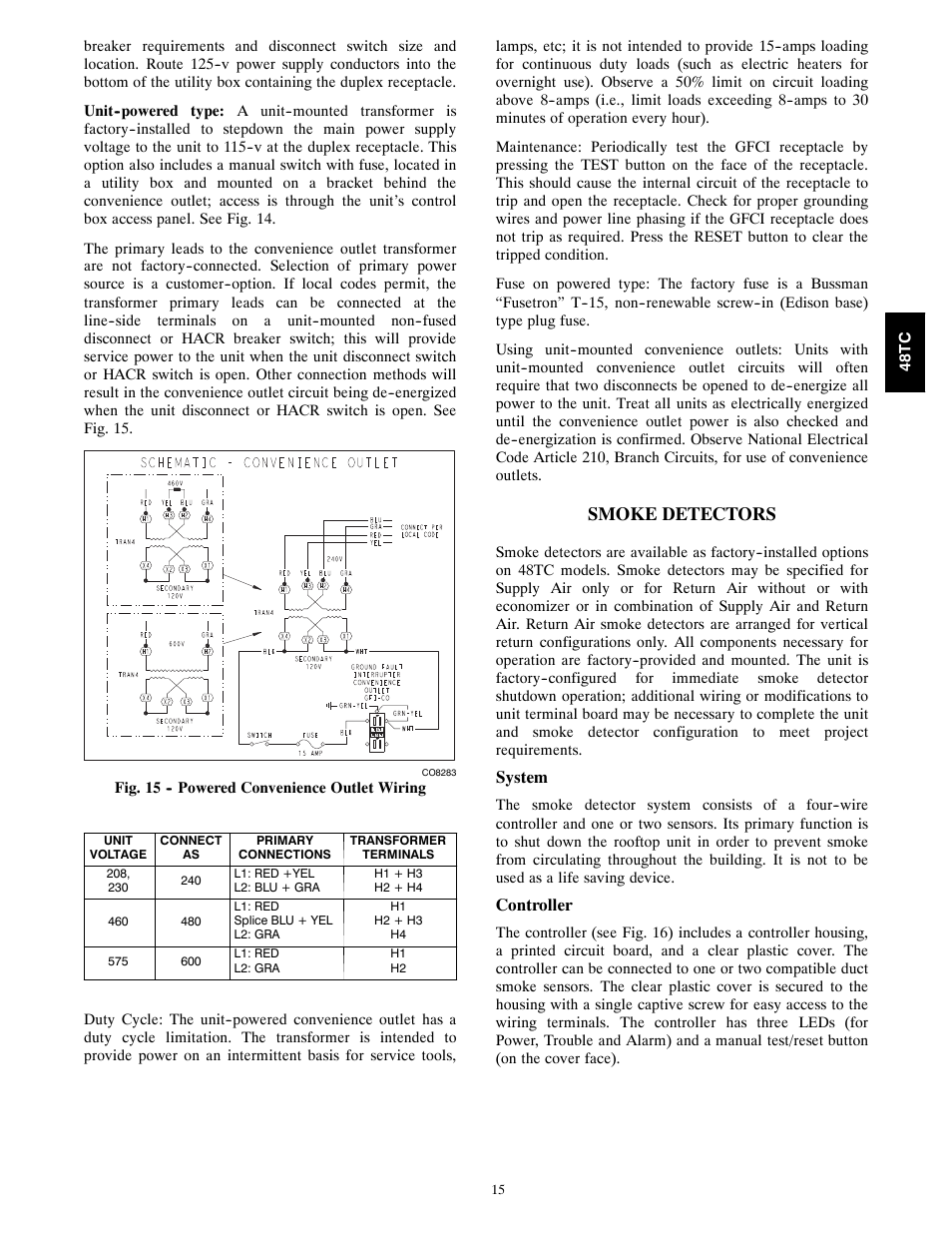 Smoke detectors | Carrier 48TCA04---A12 User Manual | Page 15 / 107