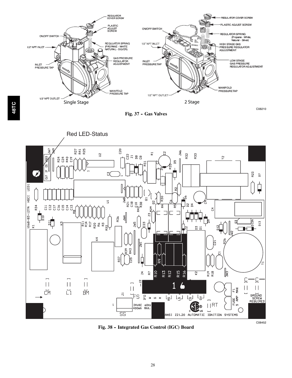 Red led-status | Carrier 48TCA04---A12 User Manual | Page 28 / 107