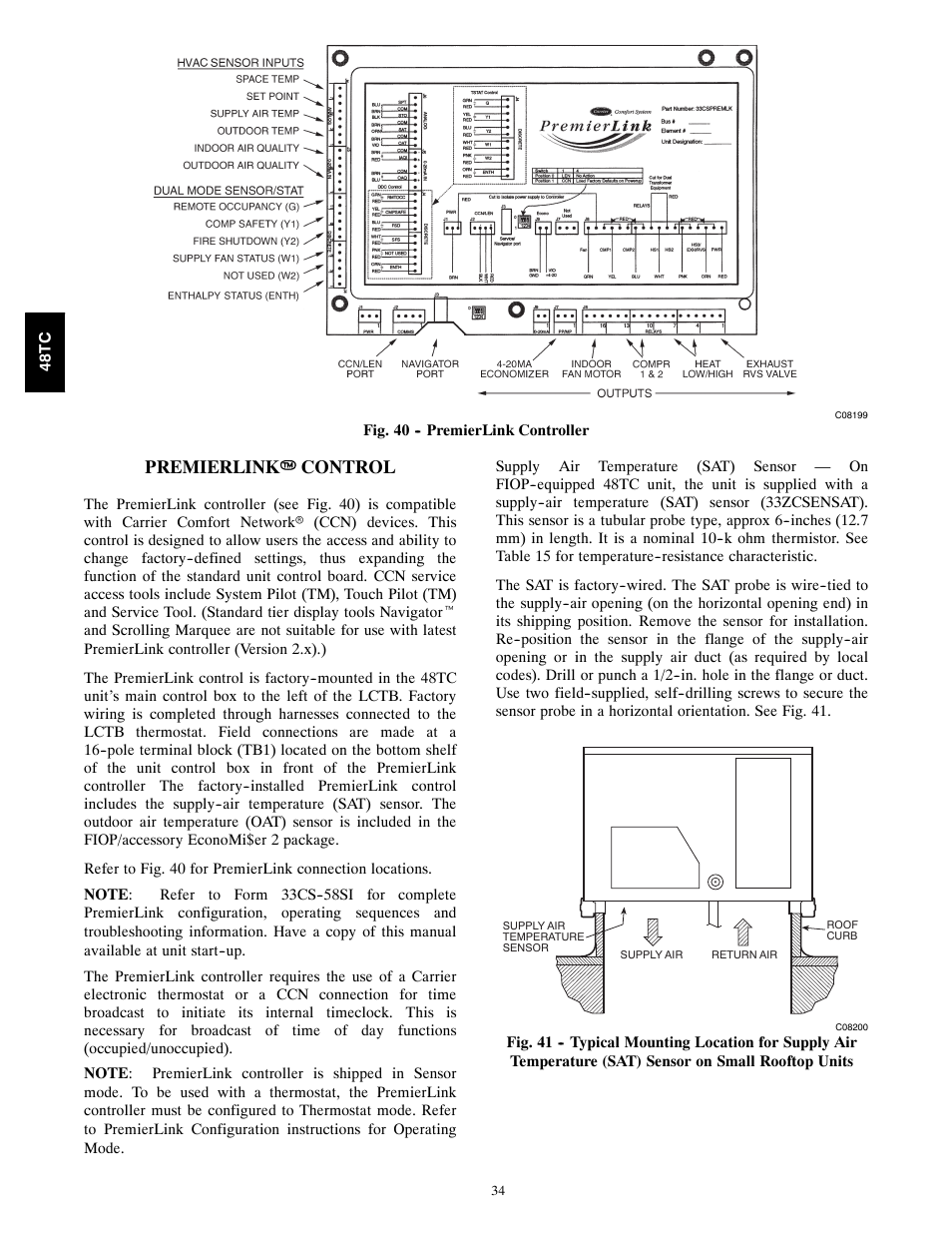 Premierlink t control | Carrier 48TCA04---A12 User Manual | Page 34 / 107